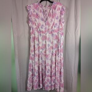 Pink and Purple Ruffled Tiered Maxi Sundress